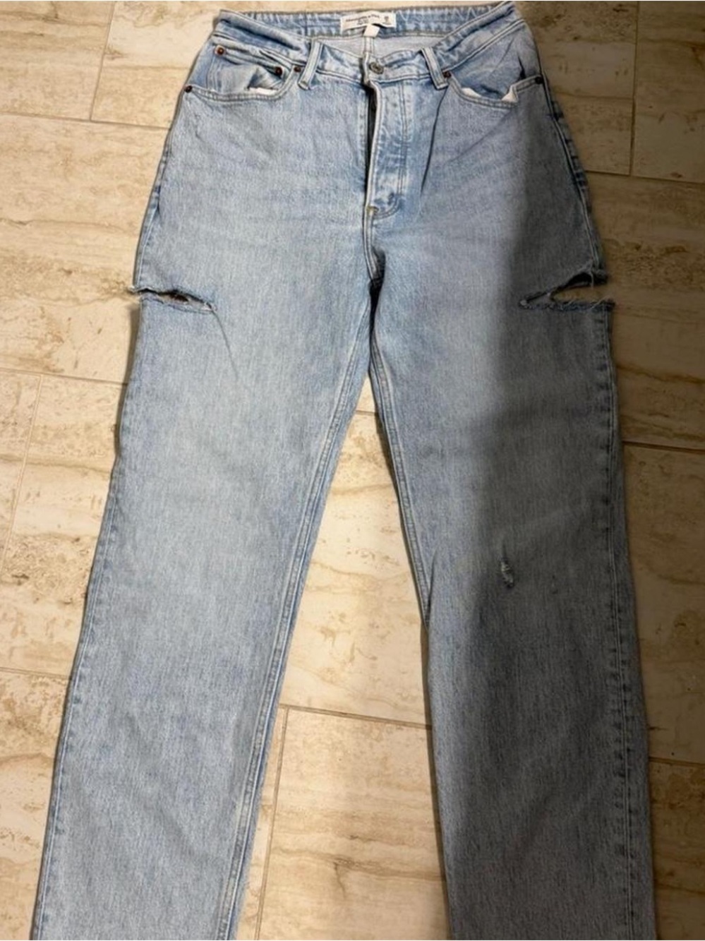 High-Rise Light Blue Distressed Women’s Jeans